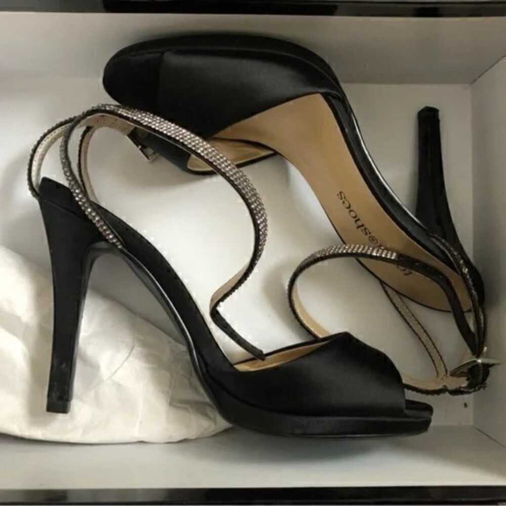 Town Shoes Sparkly Black-Silver High Heels